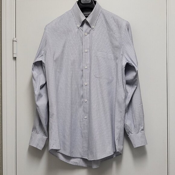 Kirkland Mens Dress Shirt 15.5-34 Button Down Long Sleeve Pinpoint Oxford - Picture 1 of 16